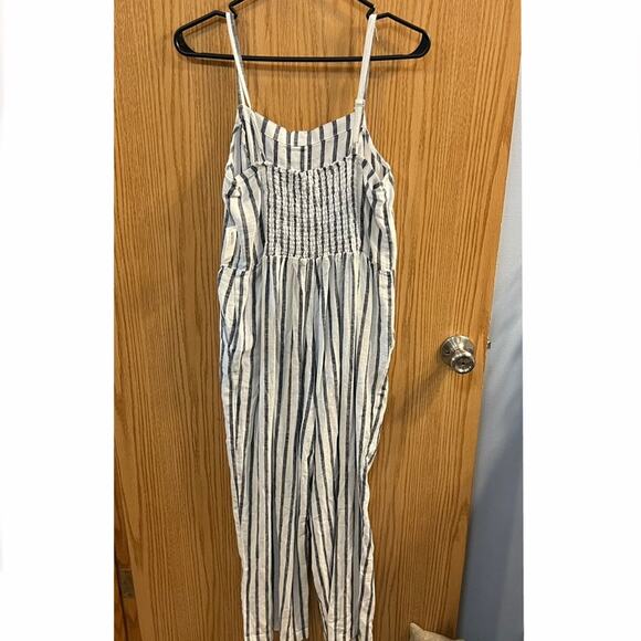 NWT Old Navy Sleeveless Striped Romper Size Small Linen Blend w/ Pockets - Picture 8 of 10